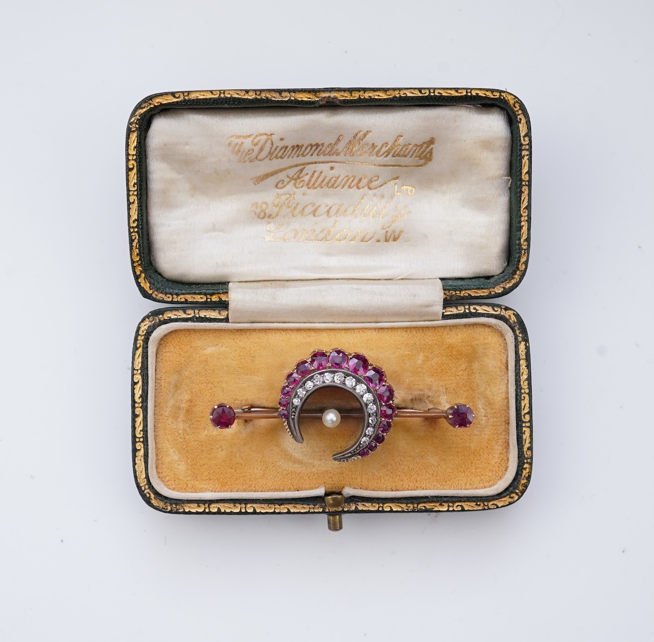 A Victorian ruby and diamond bar brooch, late 19th century